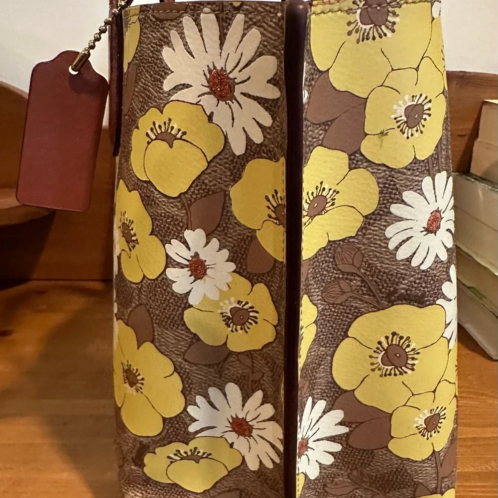 Coach Brown and Yellow Floral Tote - Picture 11 of 12